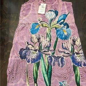 Magnolia Pearl Purple Maxi Dress w/Blue Floral Design Pristine cond,Nvrworn wtag